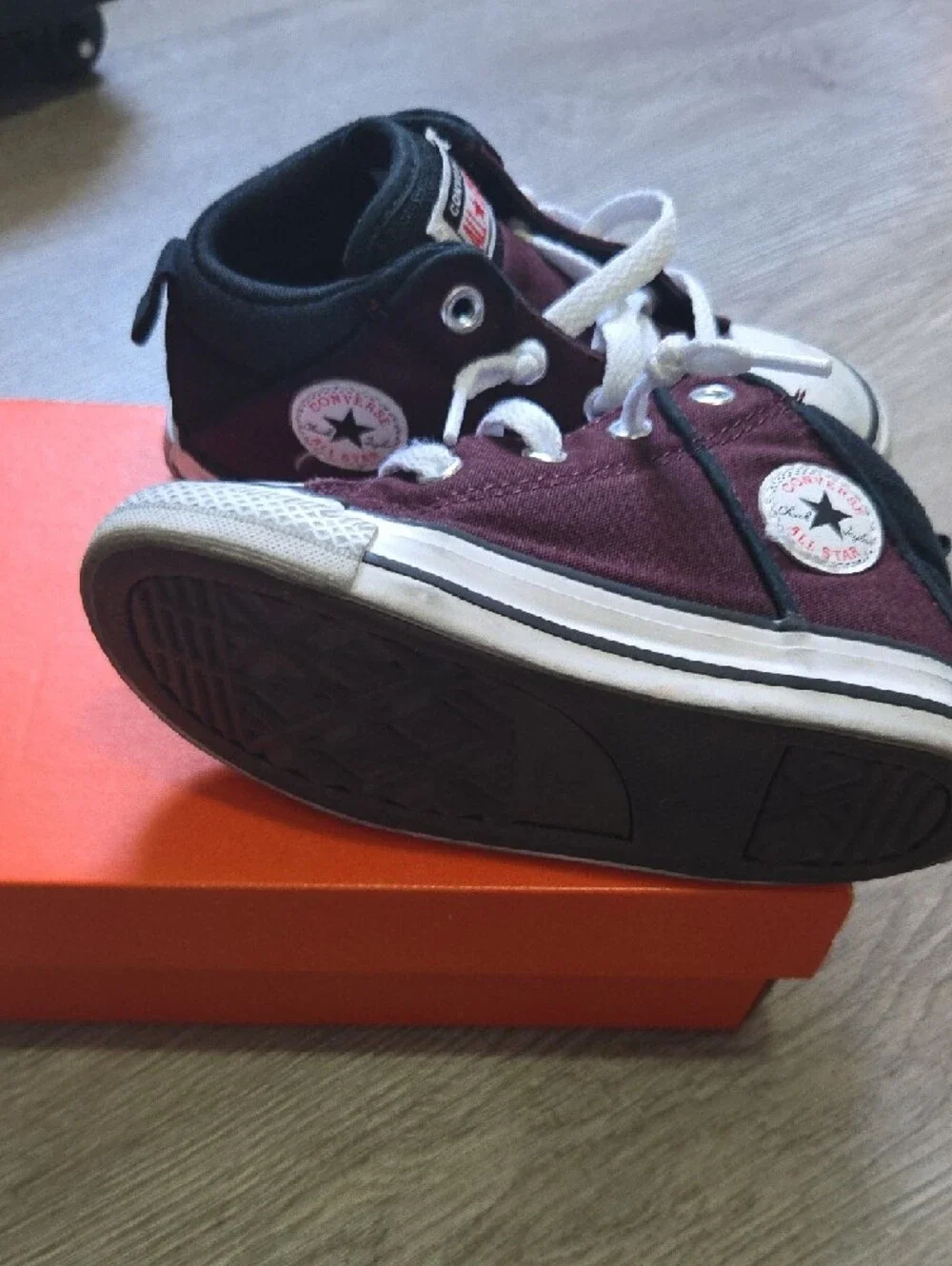 Converse Kids Burgundy and White High-Top Sneakers